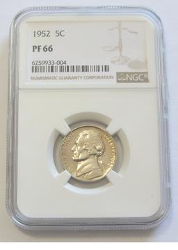 1952 JEFFERSON NICKEL NGC PF66