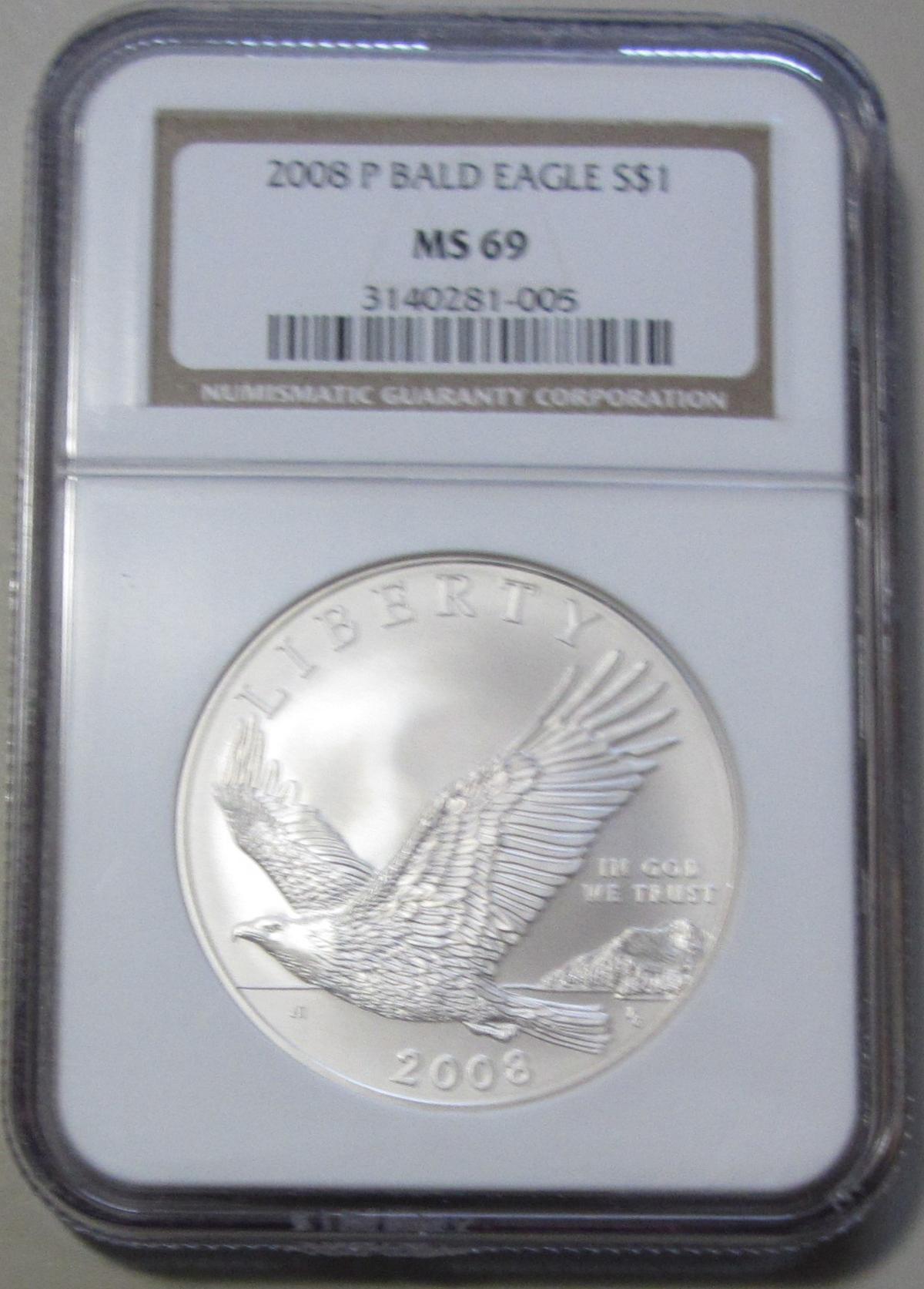 $1 SILVER BALD EAGLE NGC 69