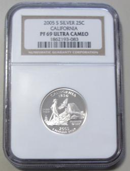 2005-S SILVER QUARTER NGC 69