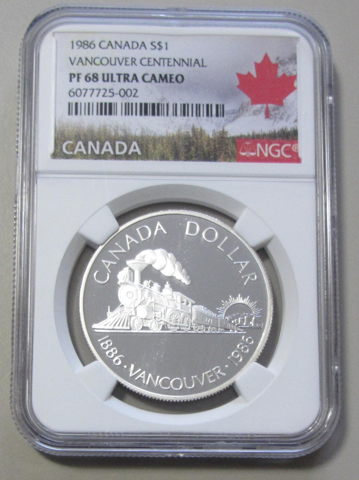 $1 1986 SILVER CANADA NGC 68