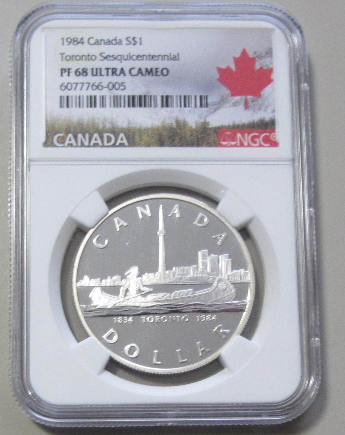 1984 SILVER $1 CANADA NGC 68