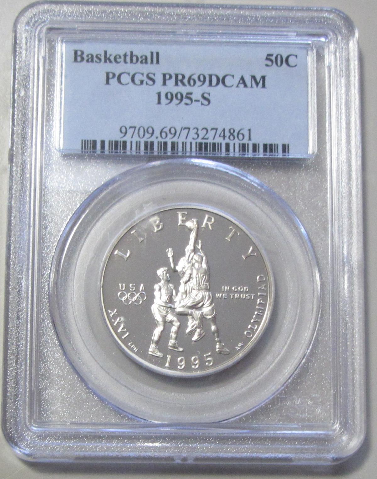 BASKETBALL COMMEMORATIVE 1995-S HALF PCGS 69