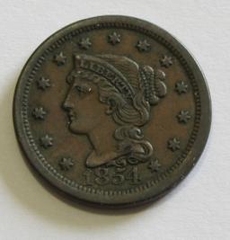 1854 BRAIDED HAIR LARGE CENT