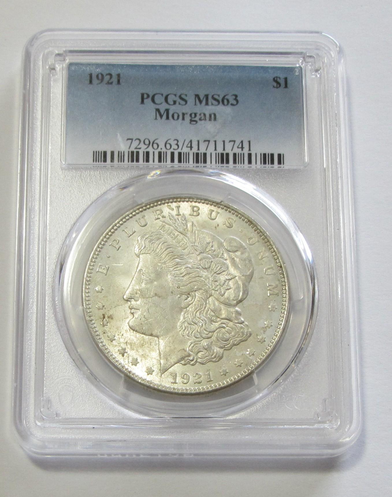 $1 1921 MORGAN PCGS MS 63