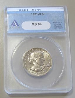 $1 1981-D SBA ANACS 64