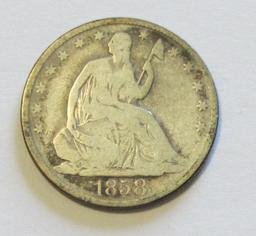 1858-O SEATED HALF