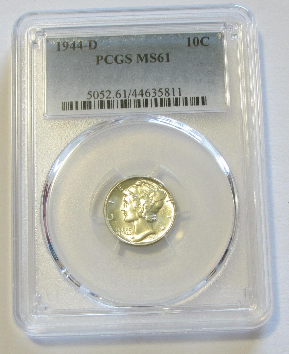 1944-D MERCURY DIME PCGS 61