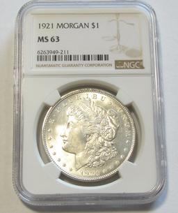 $1 1921 MORGAN NGC MS 63