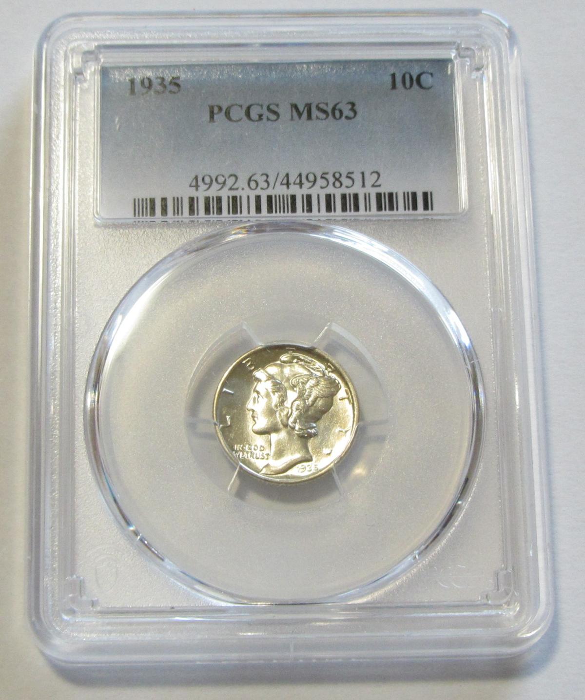 1935 MERCURY DIME PCGS 63