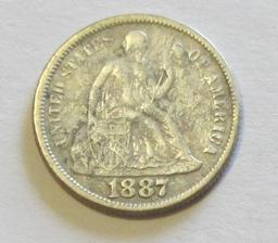 1887 SEATED DIME