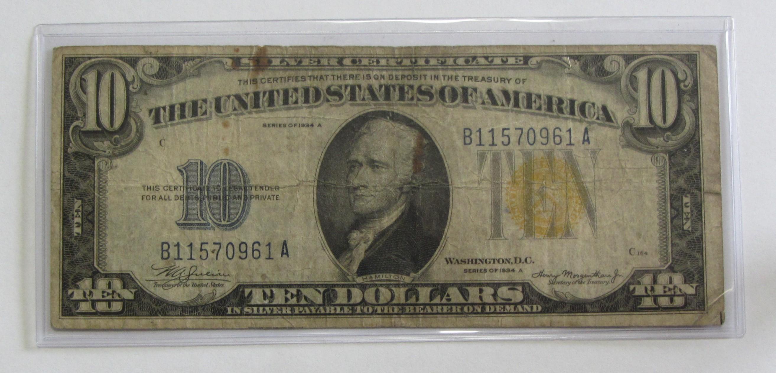 $10 NORTH ARRICA SILVER CERTIFICATE 1934