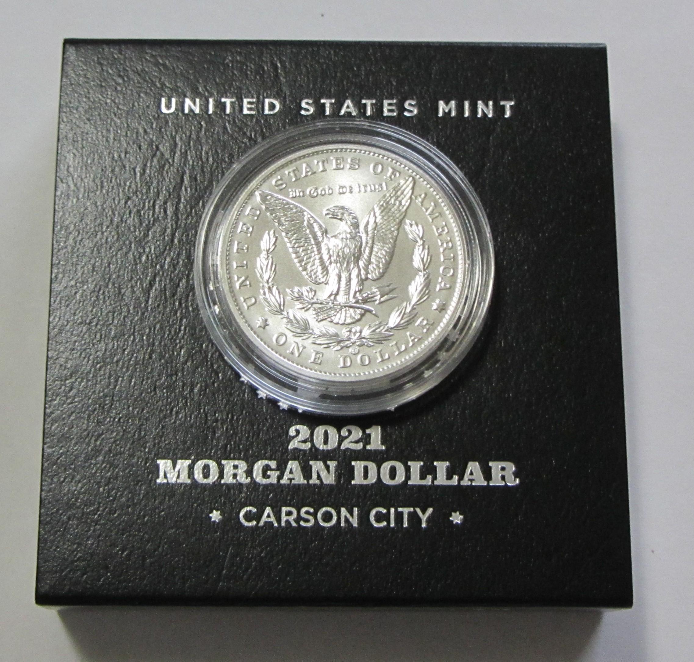 $1 2021 MORGAN CARSON CITY WITH BOX AND PAPER