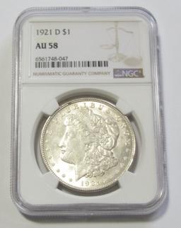 $1 1921-D MORGAN NGC 58