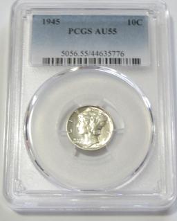 1945 MERCURY DIME PCGS 55