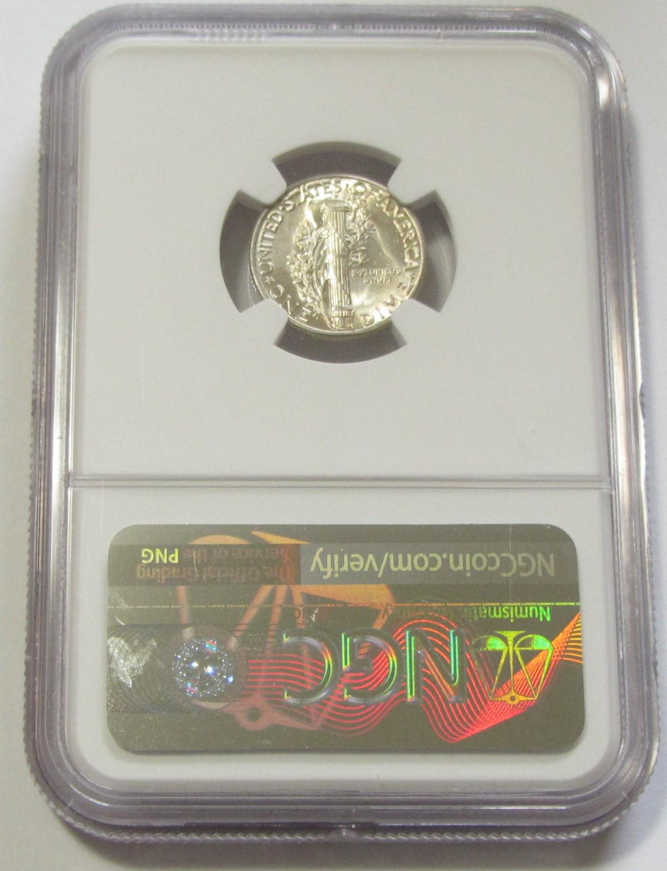 1945 MERCURY DIME NGC MS 64