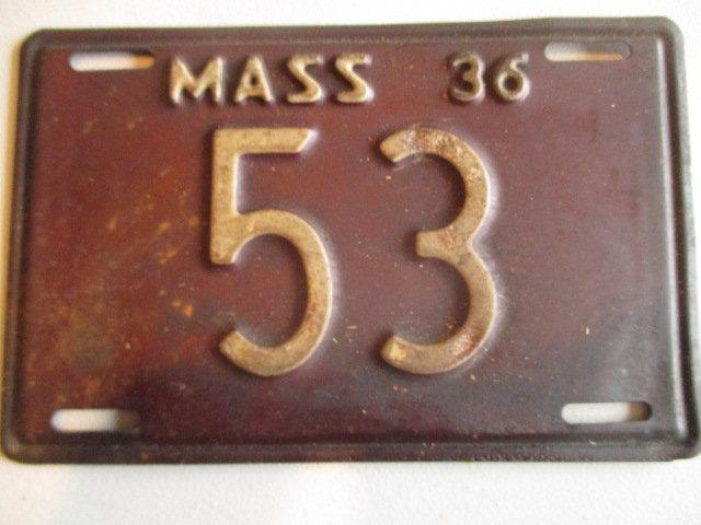 Pair 1936 Massachusetts Low Number License Plates