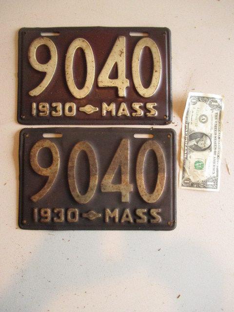 1930 Low Number Massachusetts Number Plates