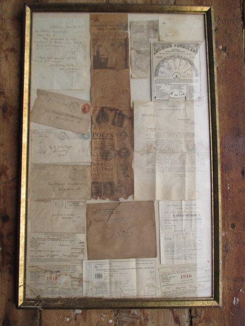 Framed 1800's and Early 1900's Northborough Tax Receipts & other Ephemera