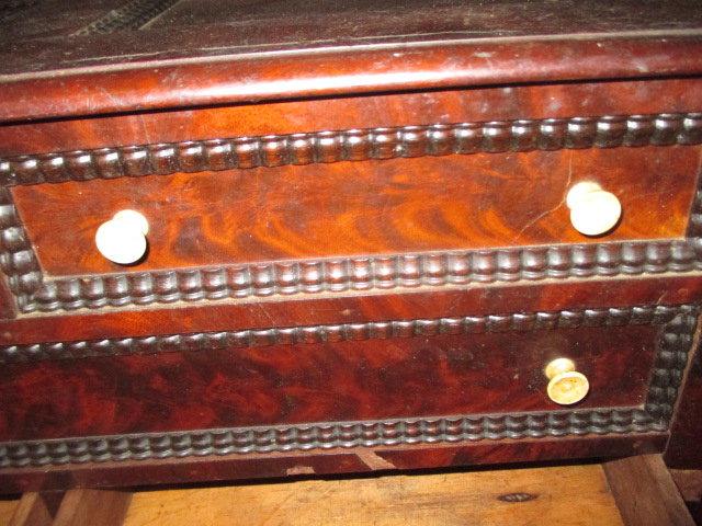 Wooden Tool Chest - Crotch Mahogany Veneer Interior 38" X  24" X 23"