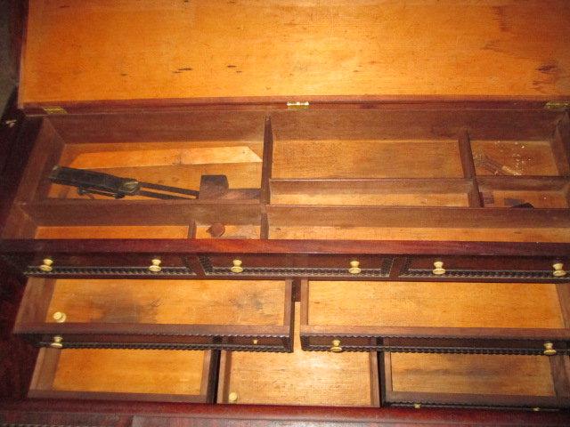 Wooden Tool Chest - Crotch Mahogany Veneer Interior 38" X  24" X 23"