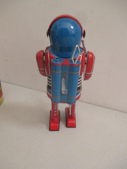 Schylling Toy Spaceman with Box, Robot Lilliput With Box and Bandair 1985 Robot (Arms Detached)