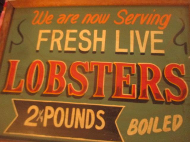 Fresh Live Lobsters 2 1/4 pounds boiled sign paint chalkboard 24" X 18"-stains