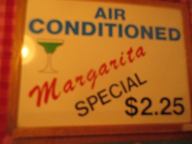 Air conditioned - $2.25 Margaritas sign paint on chalkboard 24" X 18" - staining