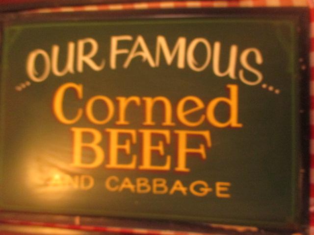 Corned Beef and Cabagge sign paint on fiberboard 25" X 17" staining