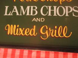 Pork Chops and Lamb Chops sign paint on fiberboard 25" X 17" staining
