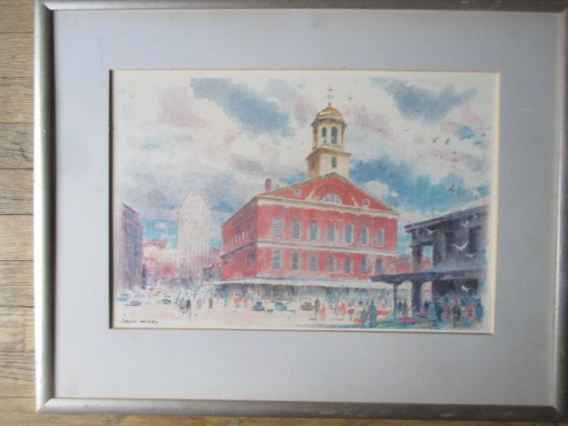 Ralph Avery print of Faneiul Hall - Frame 25 1/2" X 20"