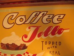 Coffee Jello with Real Whipped Cream  fiberboard sign staining 25 1/2" X 19"