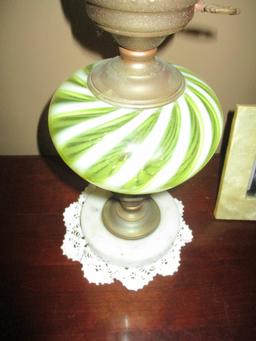 Swirl Glass, Marble Base Table Lamp 18"