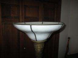 Metal Floor Lamp Slag Glass Shade (Appears to be Added) 66 1/2"