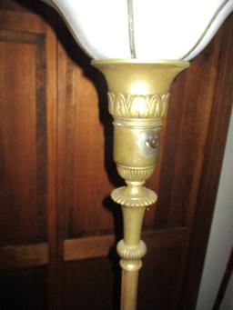 Metal Floor Lamp Slag Glass Shade (Appears to be Added) 66 1/2"