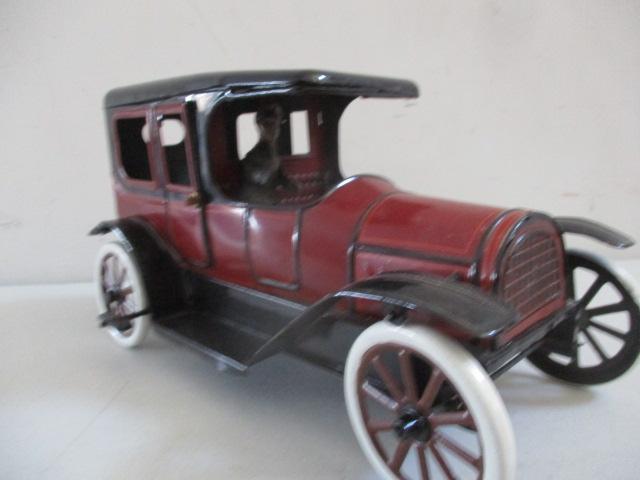 Tin Litho Key Wind Touring Car Restored 11"