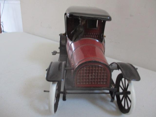 Tin Litho Key Wind Touring Car Restored 11"