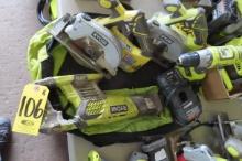 RYOBI 6 PIECE CORDLESS POWER SET, ONE BATTERY AND ONE CHARGER