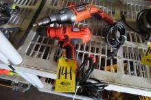 RIDGID R5011 1/2 IN. DRILL AND BLACK AND DECKER DR260 3/8 IN. DRILL