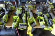 RYOBI 8 PIECE CORDLESS POWER SET, ONE BATTERY AND CHARGER