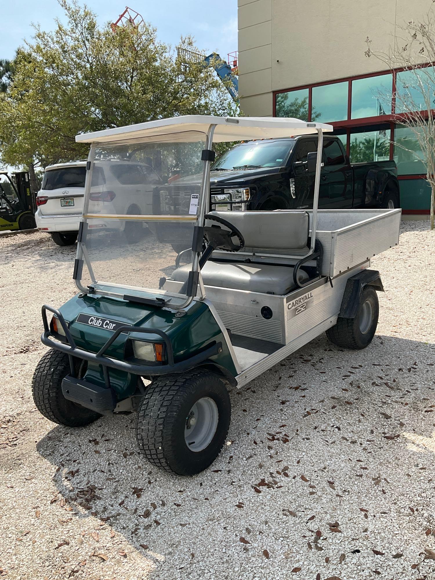CLUB CAR CARRYALL 252 , GAS POWERED, MANUAL DUMP BED, HITCH , BILL OF SALE ONLY, RUNS & DRIVES