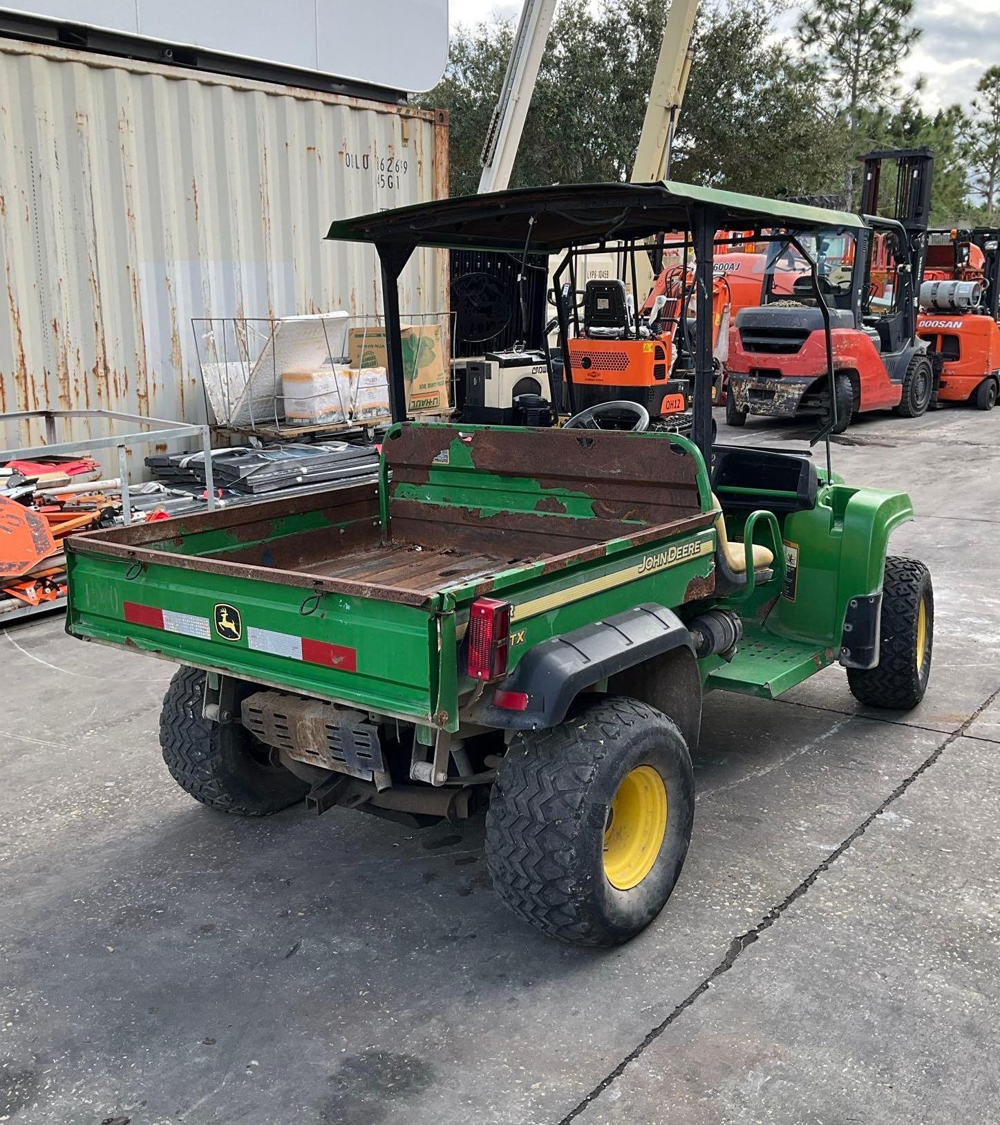 JOHN DEERE GATOR TX UTV, GAS POWERED, HYDRAULIC DUMP BED, HITCH, BILL OF SALE ONLY