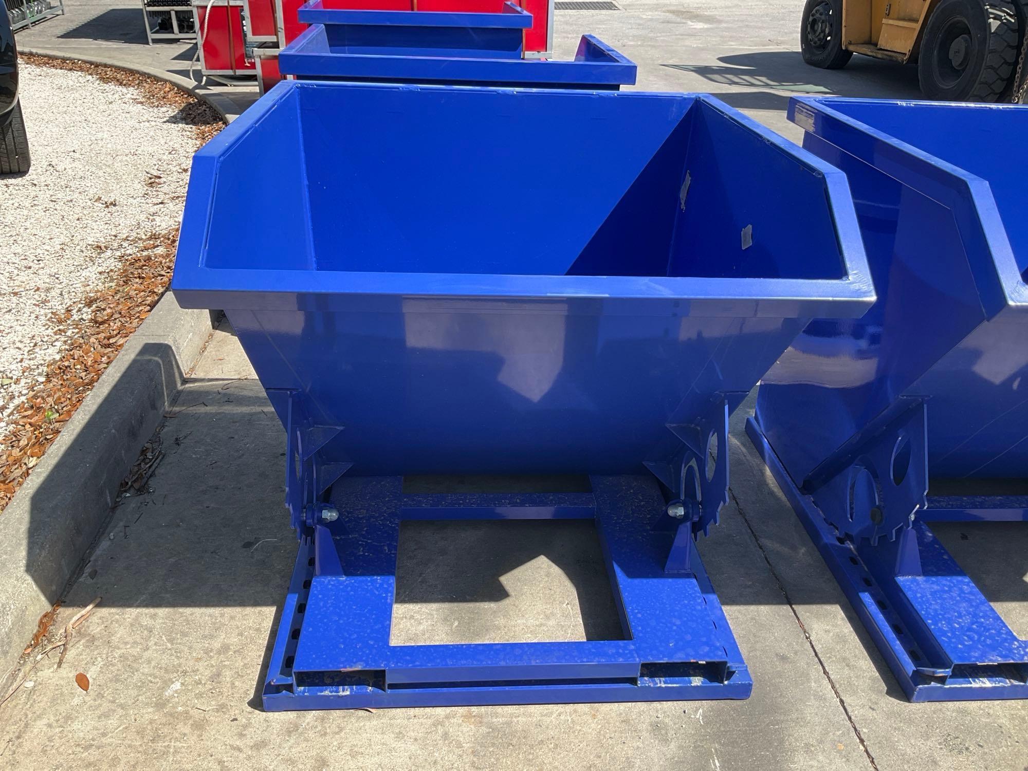 ( 1 ) UNUSED 1CU YARD SELF DUMPING HOPPER WITH FORK POCKETS