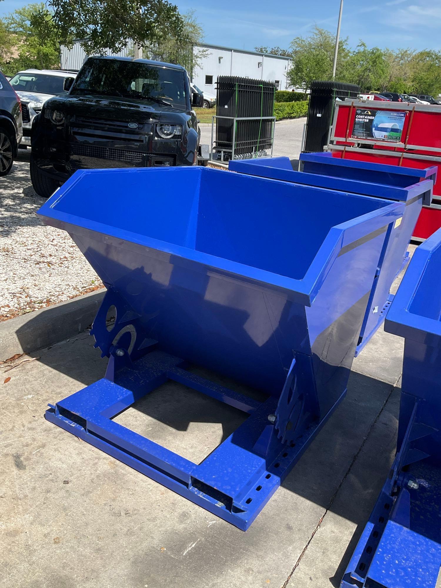 ( 1 ) UNUSED 1CU YARD SELF DUMPING HOPPER WITH FORK POCKETS