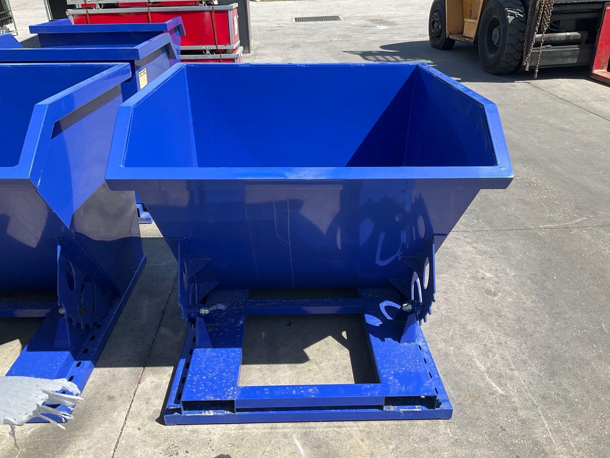 ( 1 ) UNUSED 1CU YARD SELF DUMPING HOPPER WITH FORK POCKETS