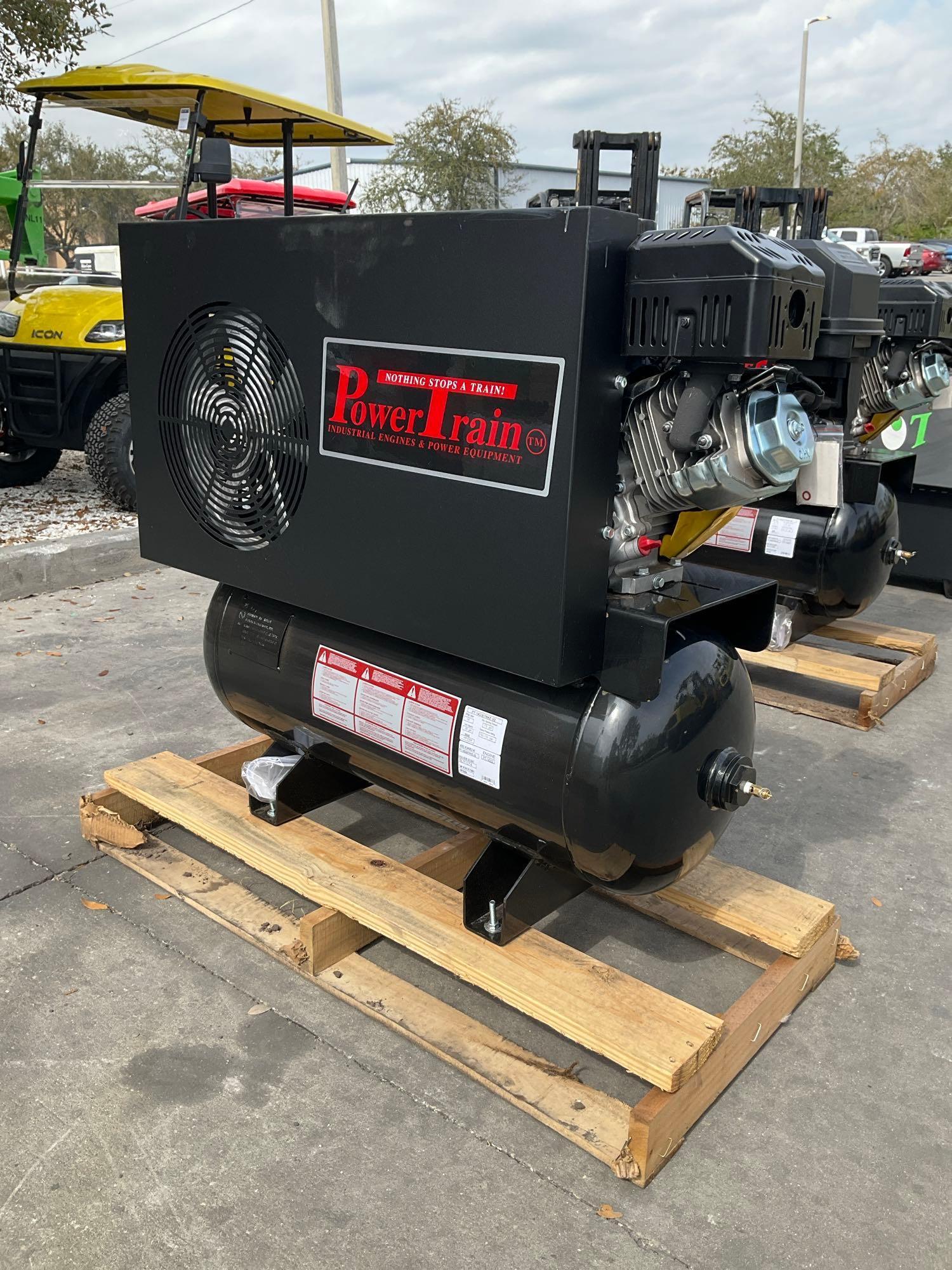 UNUSED POWER TRAIN AIR COMPRESSOR MODEL PT-14G30TRKE-V2, GAS POWERED, APPROX 175 MAX RATED PSI, A...