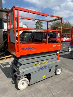 SKYJACK SCISSOR LIFT MODEL SJIII 3219, ELECTRIC, APPROX MAX PLATFORM HEIGHT 19FT, NON MARKING TIR...