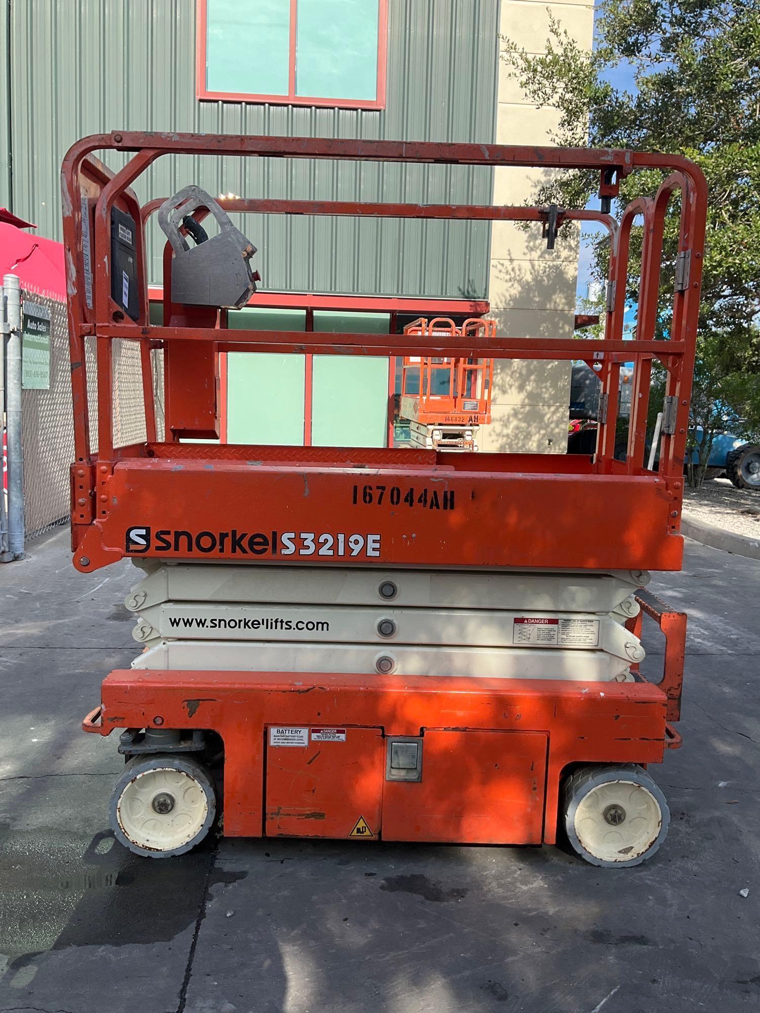 2016 SNORKEL SCISSOR LIFT MODEL S3219E ANSI , ELECTRIC, APPROX MAX PLATFORM HEIGHT 19FT, NON MARK...