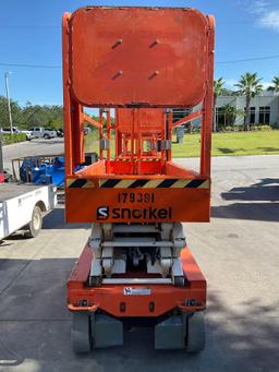 2016 SNORKEL SCISSOR LIFT MODEL S3219E ANSI , ELECTRIC, APPROX MAX PLATFORM HEIGHT 19FT, NON MARK...