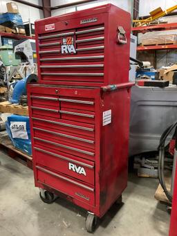 WATERLOO INDUSTRIAL PARTS CABINET / TOOL BOX ON WHEELS WITH CONTENTS , APPROX 30€� W x 18€� L x 6...