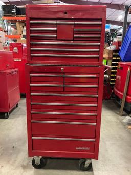 WATERLOO INDUSTRIAL PARTS CABINET / TOOL BOX ON WHEELS WITH CONTENTS , APPROX 30€� W x 18€� L x 6...